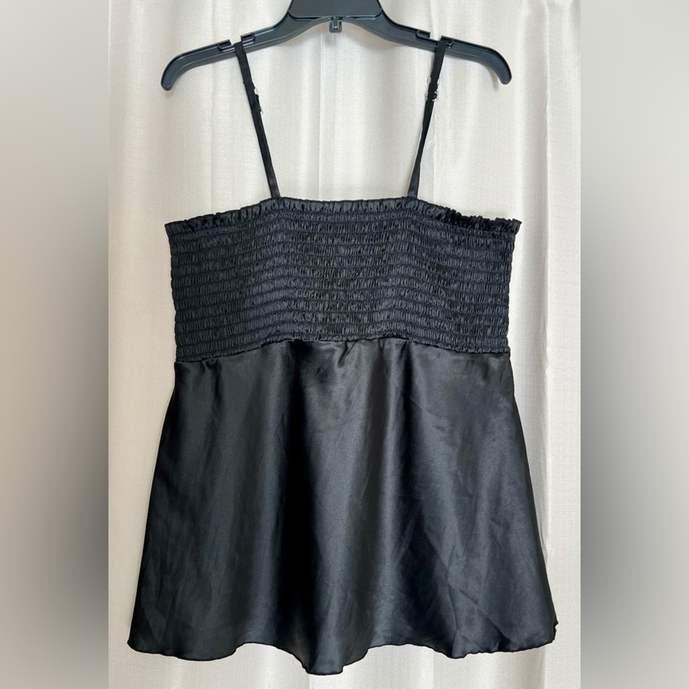 No Boundaries Black Satin Smocked Cami Top – Size XL (15)